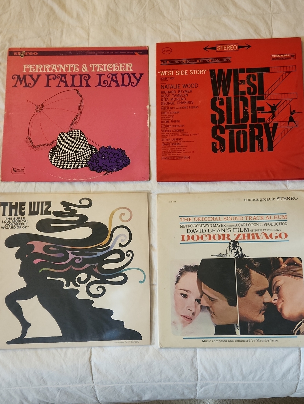 Broadway 4 Vintage Musical Soundtrack Vinyl Lot —Red, Cream, White Covers Set 2